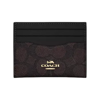 COACH Coated Canvas Card Holder Mini Women's Black