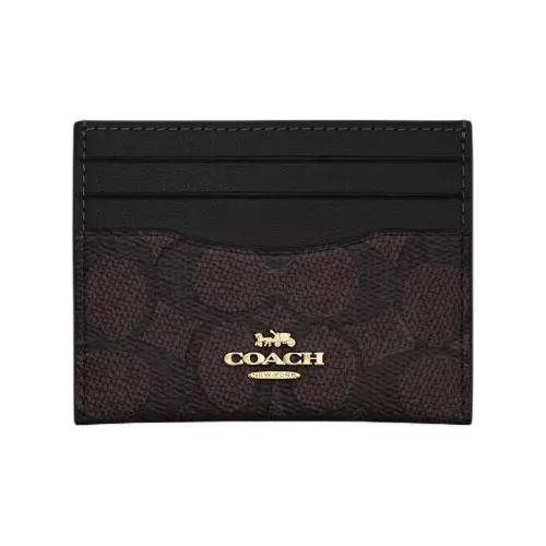 COACH Coated Canvas Card Holder Mini Women's Black