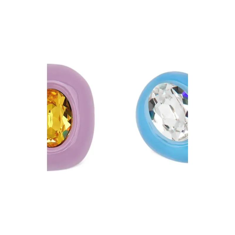 Oscar De La Renta Asymmetric Enamel Clip on Earrings-1
