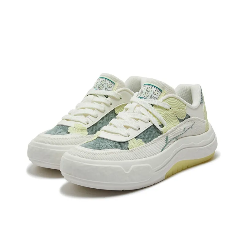 361° Garden Anti Slip And Wear Resistant Breathable Low Top Skateboard Shoes Women's White Yellow-2