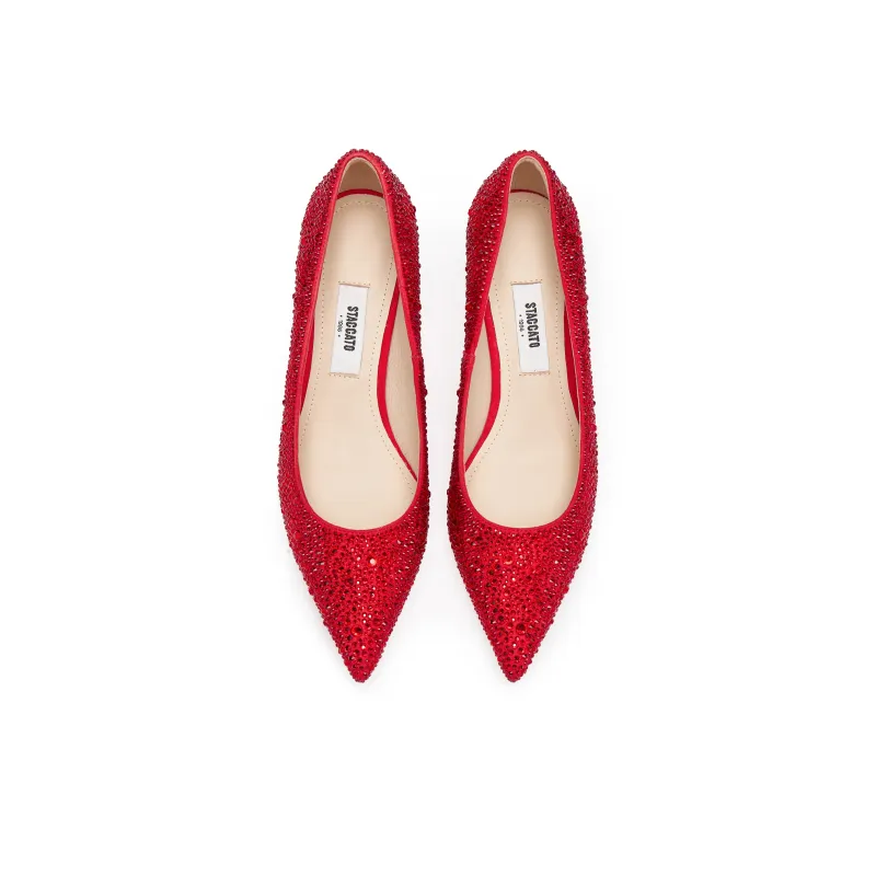 Staccato Slim Heel High Heels 7.5cm Women's Festive Red-2