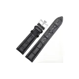 Black with White Stitching-Silver Pin Buckle