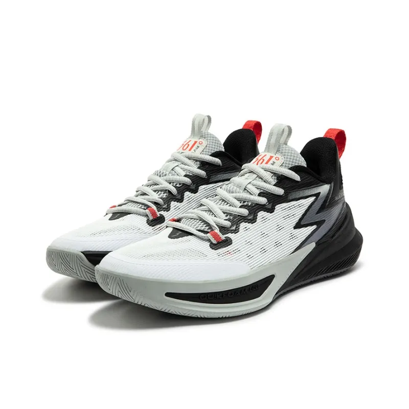 361° Anti-Slip And Wear-Resistant Lightweight Low-Top Basketball Shoes Men's White Black-2