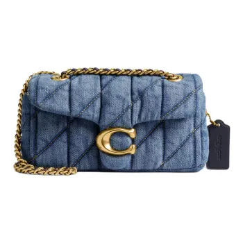 COACH Tabby Denim Shoulder Bag Small Size Women's Blue