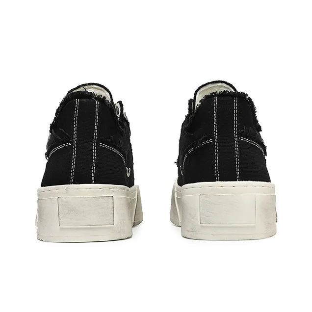 Angelmi Wear-Resistant Slip-Resistant Coverage Low-Top Canvas Shoes Unisex Black-3