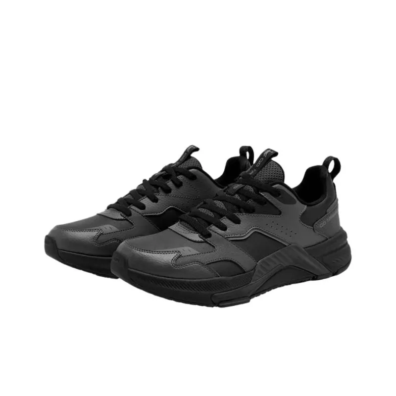 QIAODAN Anti Slip Wear Resistant Low Top Casual Training Running Shoes Men's Black Gray-1