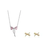 Bowknot Diamond Necklace Set[Pink]