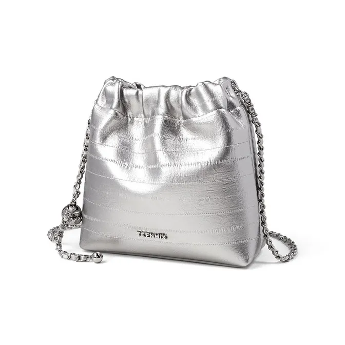 Teenmix Cow Leather With Synthetic Leather Shoulder Bag, Crossbody Bag Women's Black/Silver/Ecru-8