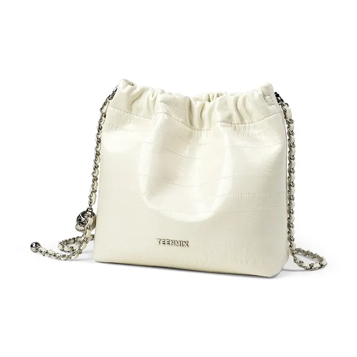 Teenmix Cow Leather With Synthetic Leather Shoulder Bag, Crossbody Bag Women's Black/Silver/Ecru-17