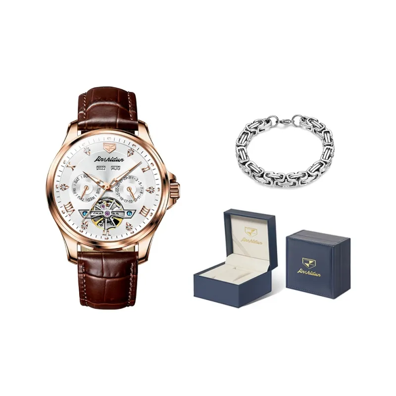 Jin Shi Dun Artisan Collection Fashion Business Men's Watch Box Automatic Mechanical Movement Men's Watches Black Dial-13