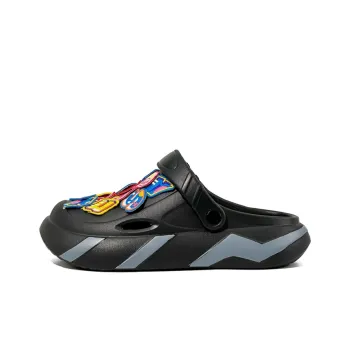 OUBT Rainbow Letter Embroidery Clogs Unisex Black
