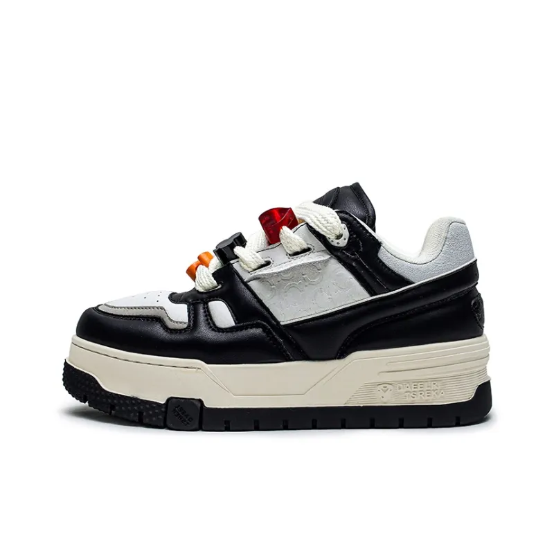 ESTEE GEEA Coverage Anti-Slip And Wear-Resistant Lightweight Height Increasing Low-Top Skateboard Shoes Unisex Black-0