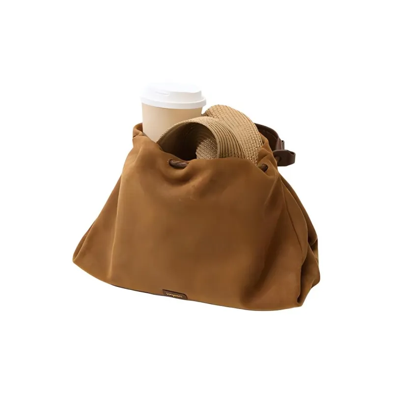 Songmont Suede Shoulder Bag, Crossbody Bag, Handbag Trumpets Unisex Sand Dusk Brown+Endless Charm Bag Charm-1
