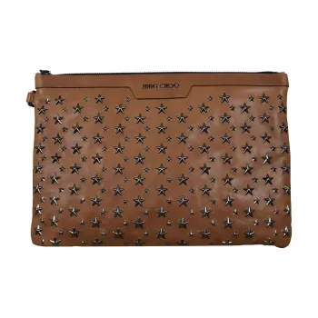 Jimmy Choo Leather Clutch Men's Brown