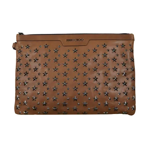 Jimmy Choo Leather Clutch Men's Brown