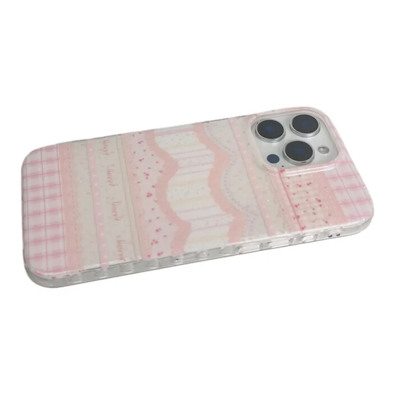 Sopi Acrylic Material Lace Floral Curtain Phone Cases Compatible With IPhone 16/15 Pro Max/Apple 13/14 Pro/Max-7