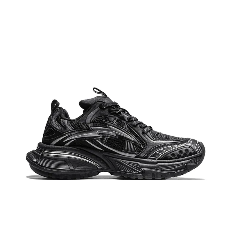 NFL Los Angeles Lightning Team Height Increasing Breathable Coverage Low Top Chunky Sneakers Unisex Black Silver-1