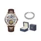 Rose Case White Dial Brown Leather[Includes: Exclusive Box+Steel Bracelet]