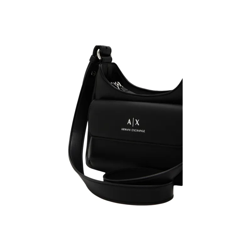 ARMANI EXCHANGEAE Polyester Hobo Shoulder Bag, Crossbody Bag Mini Women's Black-3