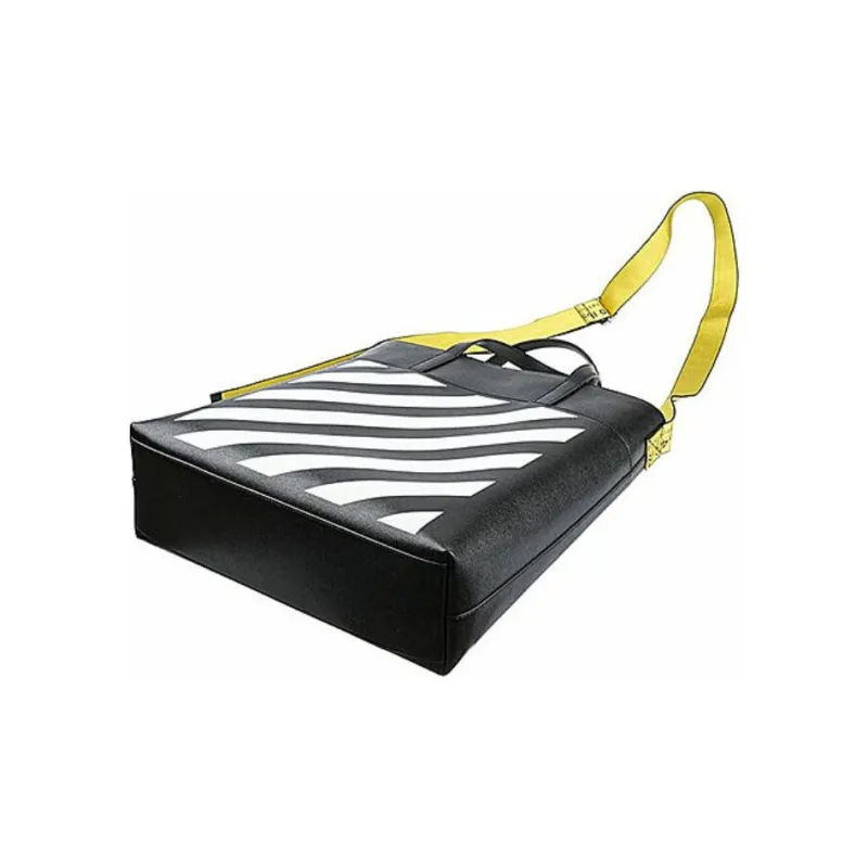 OFF WHITE Diag Striped Industrial Belt Strap Tote Black/White-3