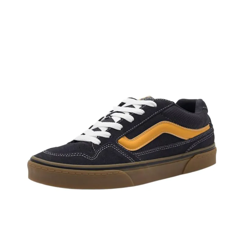 Vans Caldrone Anti-Slip Wear-Resistant Low-Top Skateboard Shoes Men's Black Yellow-2