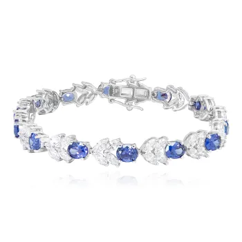 FUNNXI S925 Silver Bracelets Women's Cornflower Blue