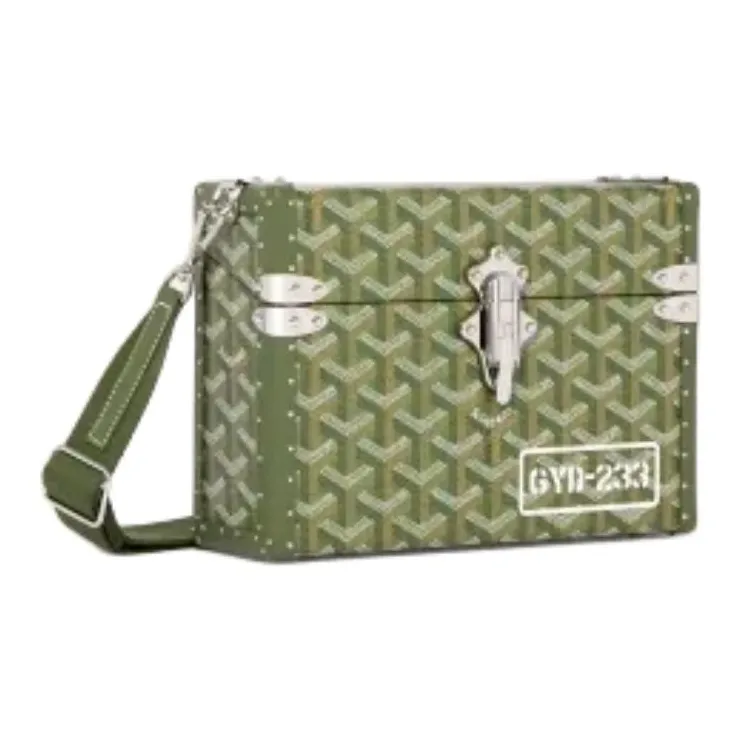 GOYARD Cassette Canvas With Calfskin Hard Case Bag Portable Crossbody Bag Shoulder Bag Regular Women's Khaki-1