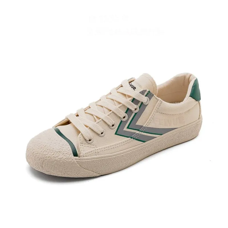Dafu Leaps Forward Slip-Resistant Breathable Lightweight Low-Top Canvas Shoes Women's Beige Orange-5