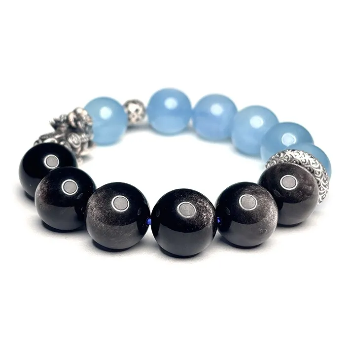 MOUNTAINS AND MANS Obsidian Luxury Good Luck Beaded Bracelet Men's-3