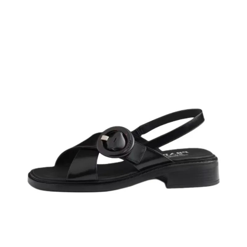 PRADA Brushed One Strap Sandals Women's Black-0
