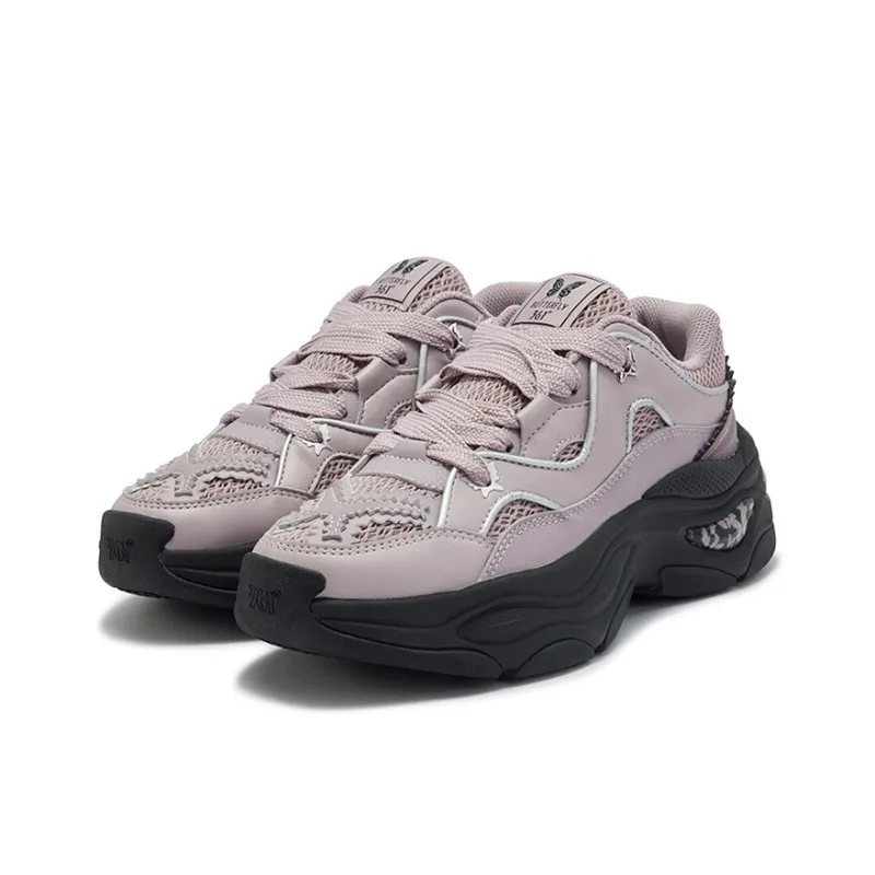 361° Anti Slip Wear Resistant Low Top Chunky Sneakers Women's Lilac Gray Purple-2