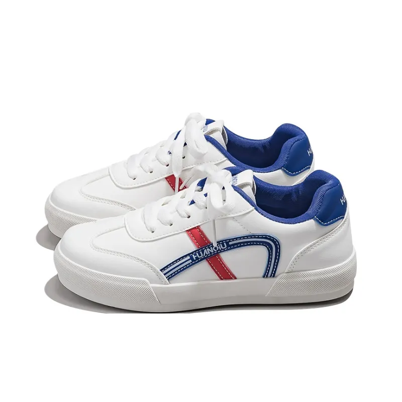 HUANQIU Anti-Slip And Wear-Resistant Height Increasing Low-Top Skateboard Shoes Women's Red Blue White-2