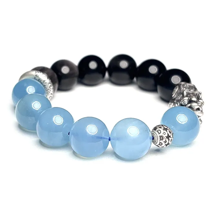 MOUNTAINS AND MANS Obsidian Luxury Good Luck Beaded Bracelet Men's-1