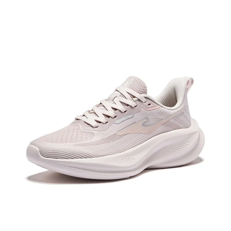 Erke Cushioning Breathable Lightweight Low-Top Training Running Shoes Women's Pink Brush Gray Microcrystalline White-2