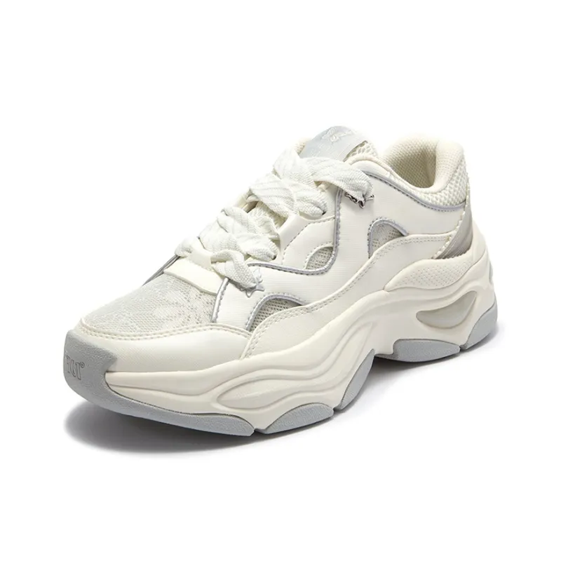 361° Anti-Slip Wear-Resistant Low-Top Chunky Sneakers Women's Greige-1