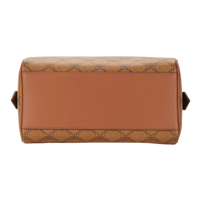 MCM Canvas Boston Bag Crossbody Bag Shoulder Bag Handbag Small Size Women's Cognac-3