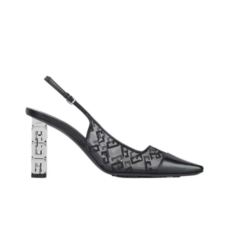 Givenchy G Cube Block Heel High Heels 8.38cm Women's Black-1
