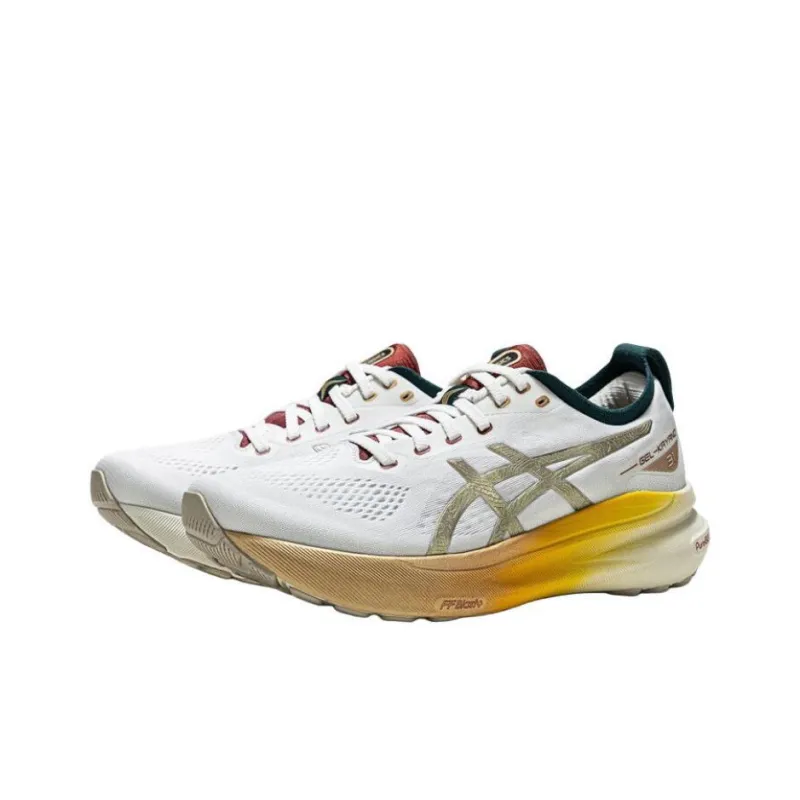 Asics Gel Kayano 31 Anti Slip Wear Resistant Low Top Running Shoes Men's White Gold-1