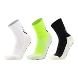 Crew Socks with Rubber Strips Soccer Socks 3 Pack (White/Neon Green/Black)