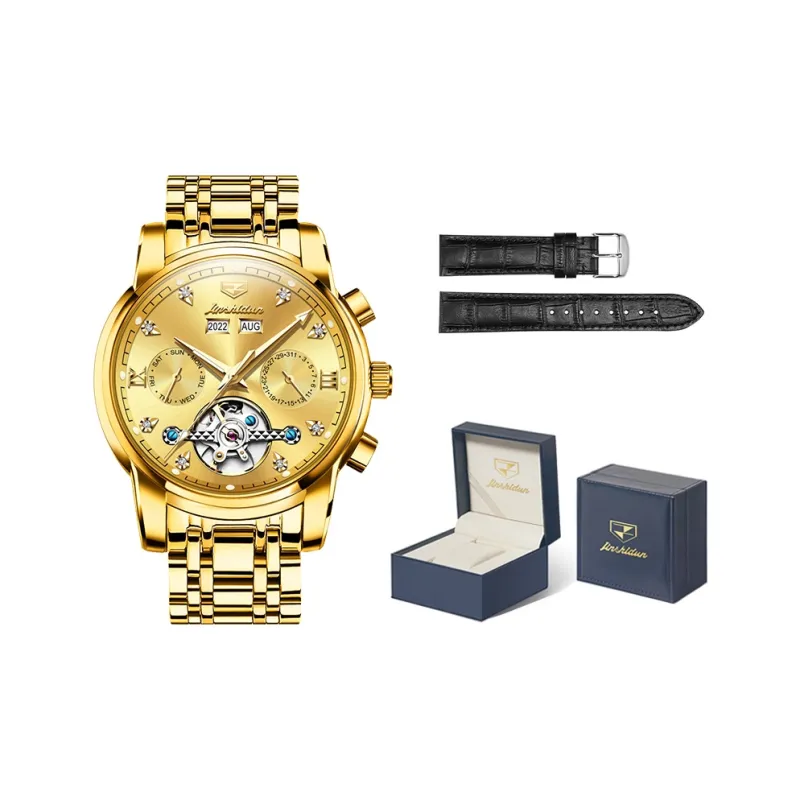 Jin Shi Dun Mechanical Movement Stainless Steel Watchband Watch Men's Watches Black Dial-18