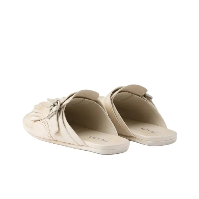PRADA Rubber Sole Wrap toe Slippers Women's White-4