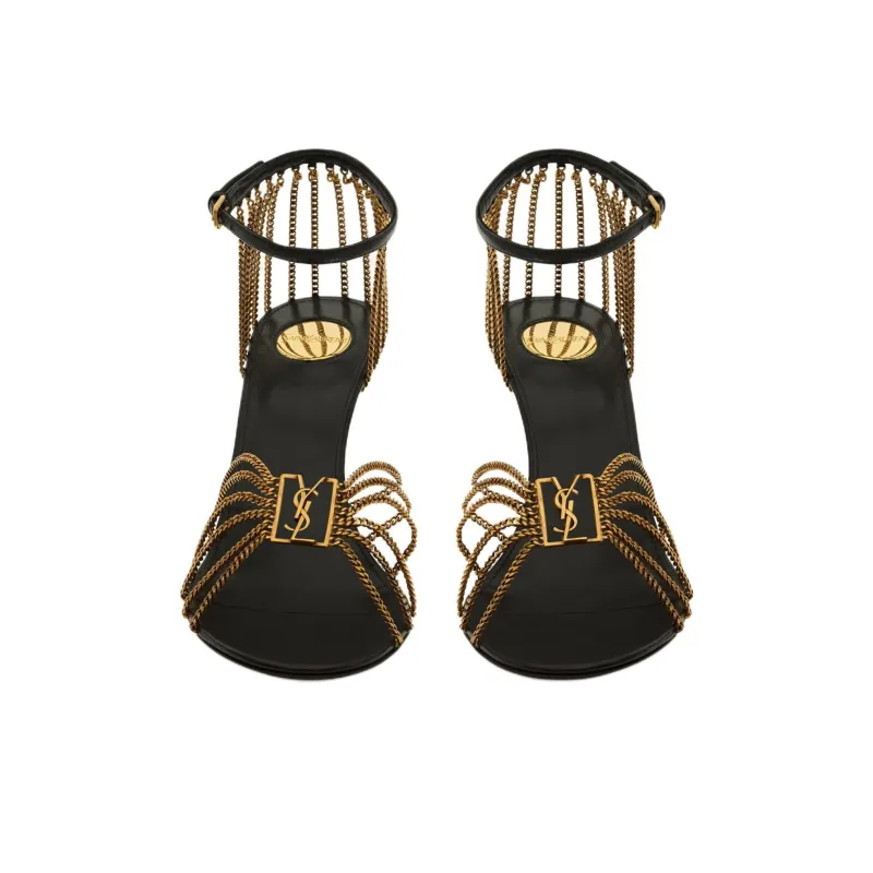 SAINT LAURENT Babylon Strap Sandals 9cm Women's Black-3
