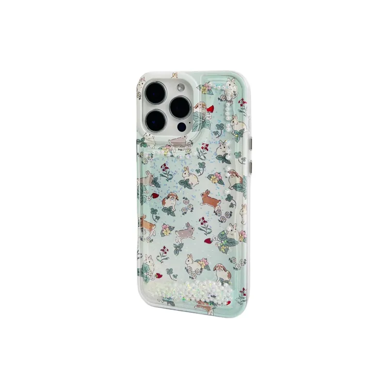 Sopi TPU Material Green Base Leaf Small Rabbit Phone Cases Compatible With IPhone 16/15 Pro Max/Apple 13/14 Pro/Max-2