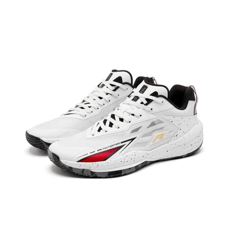 QIAODAN FETEAM Cushioned Slip-Resistant Abrasion-Resistant Low-Top Basketball Shoes Men's Jordan White Black-5