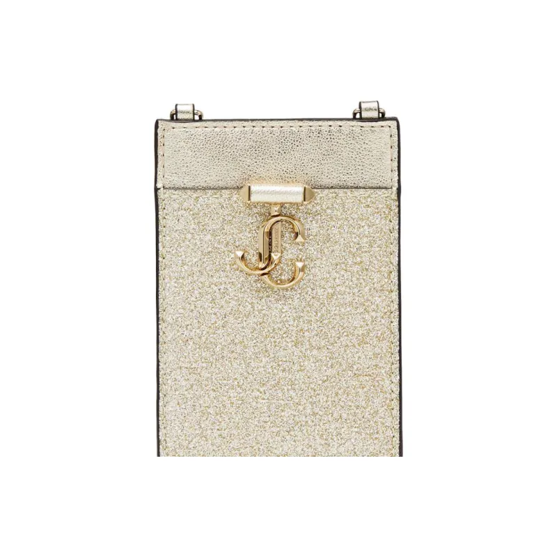 Jimmy Choo Calfskin One Shoulder Crossbody Card Holder Women's White Gold-4