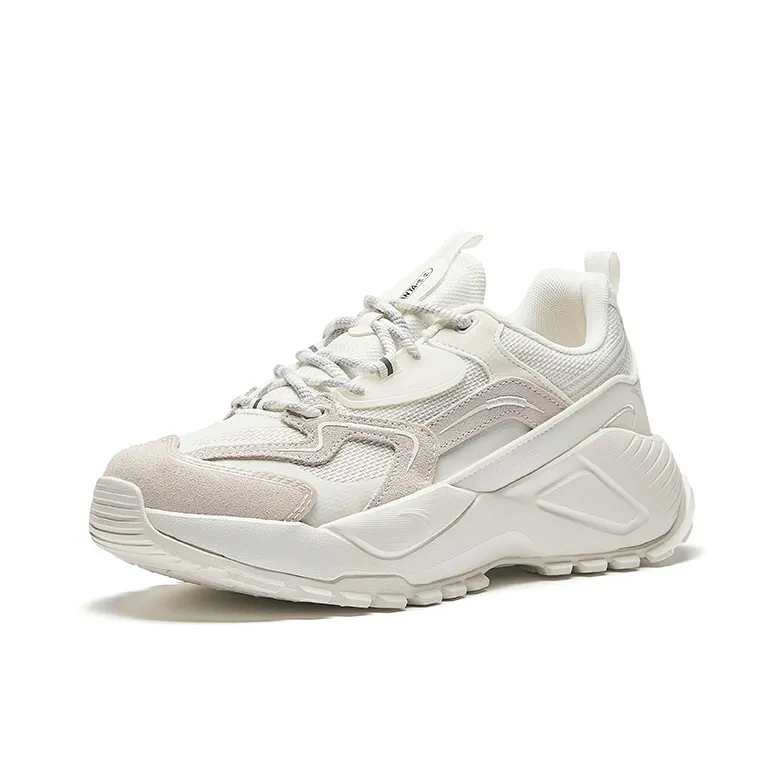 CHAOJIANTA Slip-Resistant Height Increasing Low-Top Chunky Sneakers Men's White-1