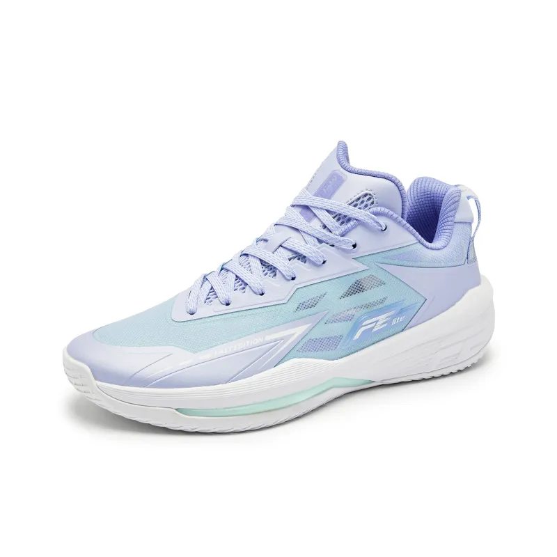 QIAODAN FETEAM Coverage Grip Lightweight Breathable Low Top Basketball Shoes Men's Yi Purple Light Green-2