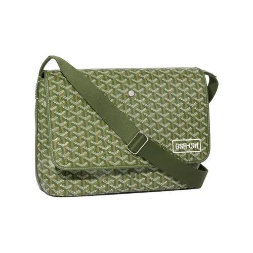 GOYARD CAPETIEN Canvas With Calfskin Messenger Bag, Shoulder Bag, Crossbody Bag Medium Size Unisex Khaki