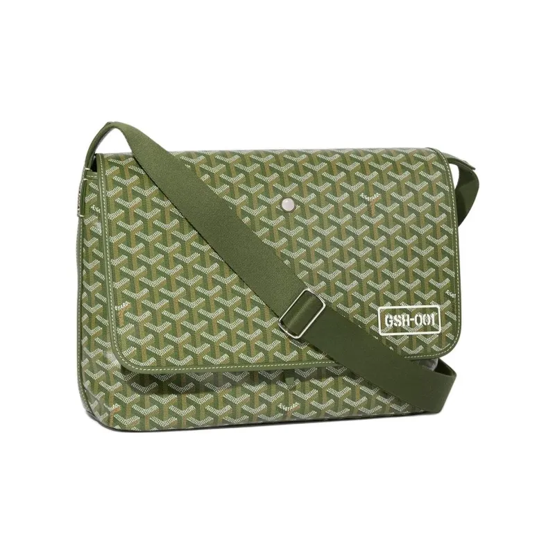 GOYARD CAPETIEN Canvas With Calfskin Messenger Bag, Shoulder Bag, Crossbody Bag Medium Size Unisex Khaki-0