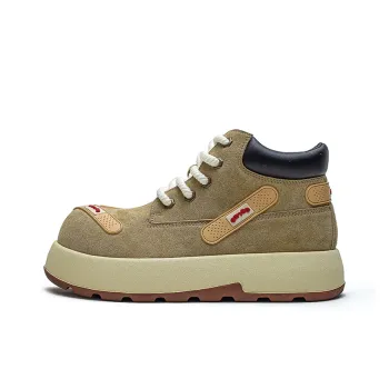 ESTEE GEEA Cushioning Anti Slip And Wear Resistant Coverage Height Increasing Mid Top Casual Shoes Unisex Khaki